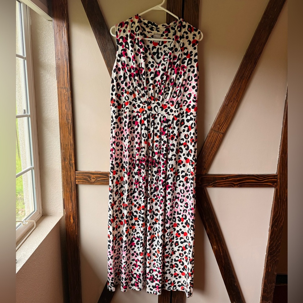 Chico's Leopard Print Maxi Dress - Black, White, Red, Pink